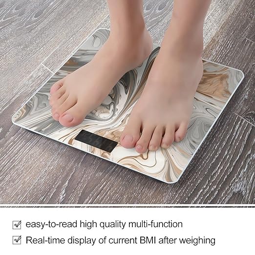 Marble Background Scale for Body Weight Accurate Digital Bathroom Scale Toughened Glass High Precision Scales Smart Weight Scales with Large LCD Backlight Display Weighing Machine