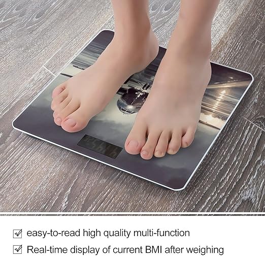 Airplane Art Scale for Body Weight Highly Accurate Digital Bathroom Body Scale Digital Bathroom Scales for People Anti-Slip Large LCD Display Smart Scales