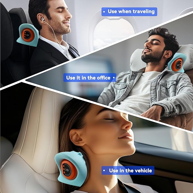 Neck Massager with Heat Neck Traction Device and Deep Tissue and Shoulder Massager for Pain Relief Cervical Traction Device Comfortable Pillow Design for Office Crowd
