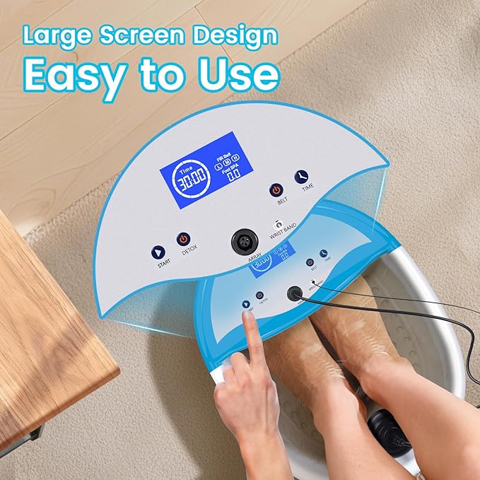 Ionic Foot Spa Detox Machine Ionic Foot Bath for Home Use Ion Cleanse Negative Foot Machine to Remove Toxin with Heating Belt Massage Tub 100 Basin Liners