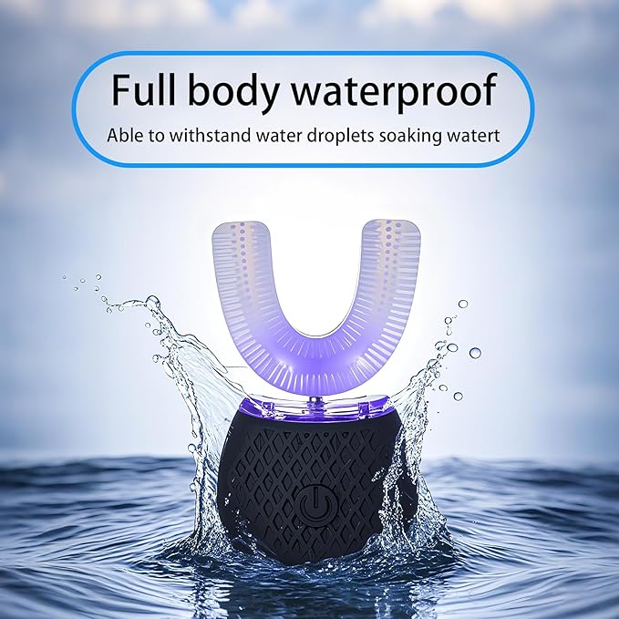 Ultrasonic Toothbrush for Adults - Automatic Electric Toothbrush with Soft Bristles Rechargeable Portable Waterproof Design 30s Timer Wireless Charging Dual-Use for Travel &amp Home (Black)