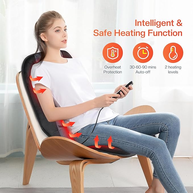 CILI Massage Chair PadBack Massager with HeatMassage Seat Cushion with 10 Vibration Motors30-60-90 Minutes Heating OptionsChair Massager for Office Chair Home Office Use