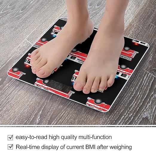 Smart Scale for Body Weight Digital Bathroom Weighing Scale Energy Saving Scale Cute Cartoon Fire Truck