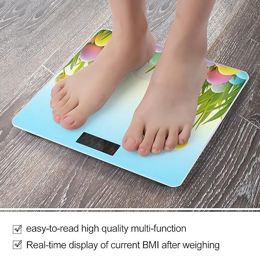 April Easter Bathroom Scale Automatic Power On/Off Body Scales LCD Backlight Display Square Digital Scale Rounded Corners Bathroom Scales for Home Bedrooms