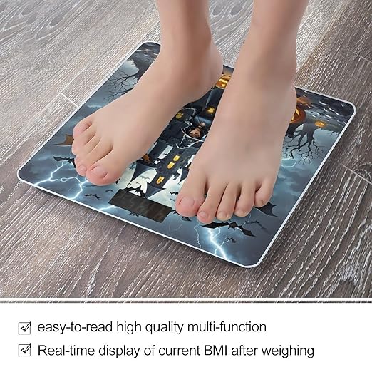 Witches Night Bathroom Scale for Body Weight Bathroom Weighing Scales with Back Lit LED Display Sturdy Tempered Glass Body Weight Bathroom Scale 400lb Weighing