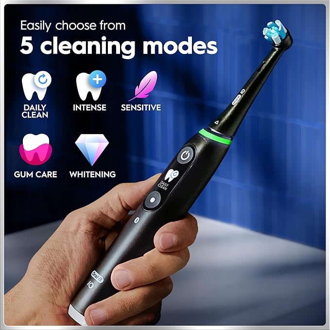 Oral-B iO Deep Clean + Protect Rechargeable Electric Toothbrush Saphire Blue iO Series 7 2 Replacement Brush Heads Charging Travel Case