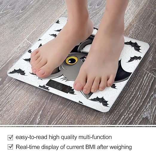 Cute Bat Bathroom Scale for Body Weight Bathroom Weighing Scale with Backlit LCD Display Highly Accurate Measures Weight Up to 180kg