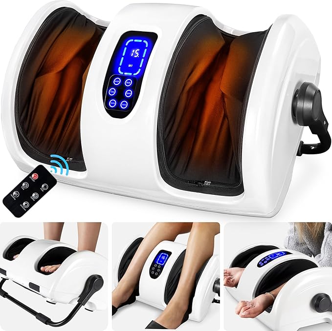 Best Choice Products Heated Shiatsu Foot Massager for Pain Relief Plantar Fasciitis Neuropathy Blood Circulation w/Compact Design - Pearl White