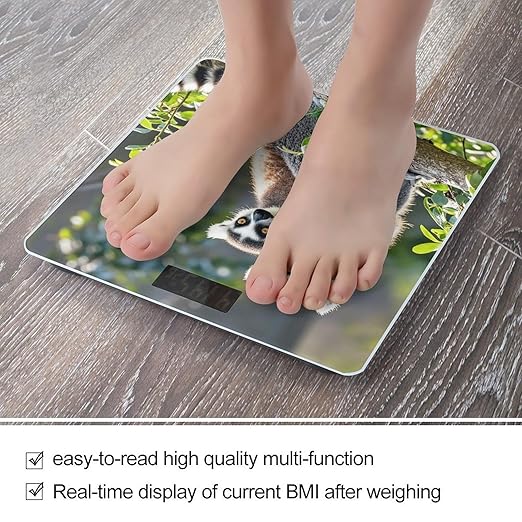 Ringtailed Lemur Scale for Body Weight Highly Accurate Digital Bathroom Body Scale Digital Bathroom Scales for People Anti-Slip Large LCD Display Smart Scales