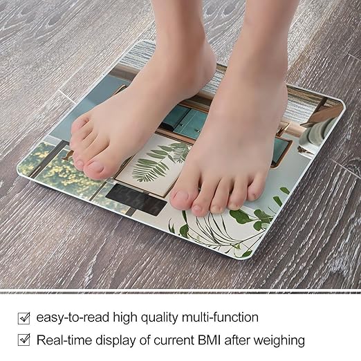 Mid Century Modern Scale for Body Weight Digital Bathroom Scale Toughened Glass High Precision Scales for Body Weight with Large LCD Backlight Display Weight Scales