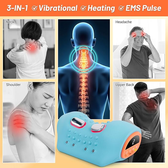 Upgraded Neck Massager 2026 Neck and Shoulder Massager with Heat Stretcher Vibration Portable Cervical Traction Device Neck Massagers for Pain Relief Deep Tissue