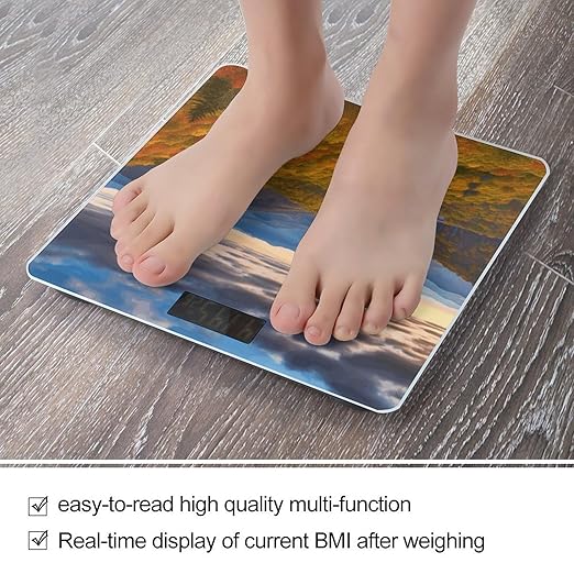 Blue Ridge Parkway Mountains Scale with LCD Precision Weighing Scales Sturdy Tempered Glass Weight Scales Easy-to-Read Anti-Slip Weight Digital Bathroom Scale for Daily