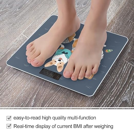 Wearing Clothes Corgi Dogs Weight Scale Digital Electronic Scales Bathroom Scale Larg LCD Backlight Display High Precision MeasurementsTempered Glass