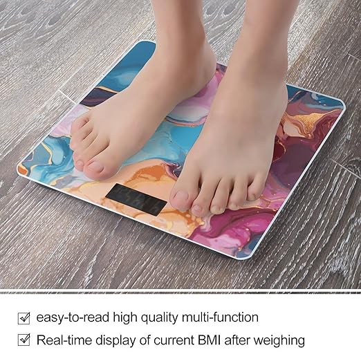 Colorful Marble Weight Scale Digital Electronic Scales Bathroom Scale Larg LCD Backlight Display High Precision MeasurementsTempered Glass