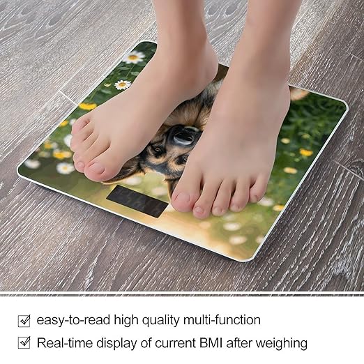 Digital Bathroom Scale for Body Weight Scale with Bright LCD Display High Accuracy Step-On Technology Auto On/Off Cute Pet German Shepherd Dog Digital Scales 400 Lbs /180kg