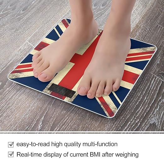 UK Flag Bathroom Scale Large LCD Backlight Display Digital Scale Rounded Corners Body Scales Automatic Power On/Off Bathroom Scales for Home Bedrooms