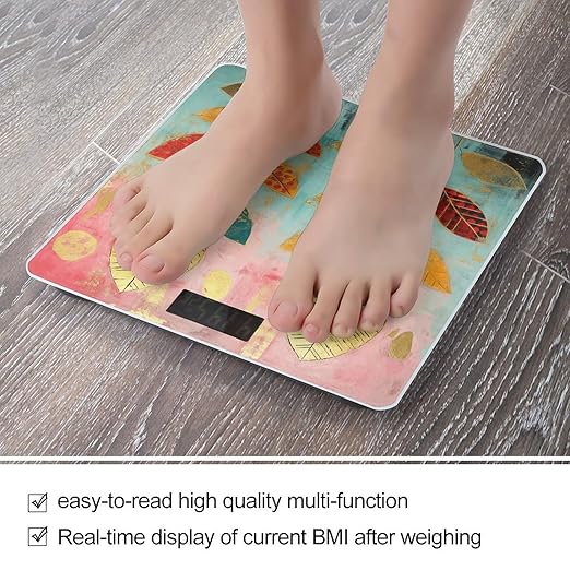 Leaves Collage Scale for Body Weight Smart Scales Digital Bathroom Scale High Precision Weighing Scales with Large Display Weighing Machine for People