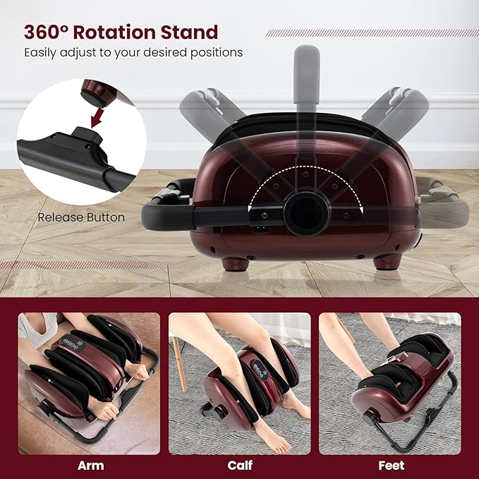 ARLIME Foot Massager with Heat Deep Kneading Shiatsu Feet Massager Machine with Compression Muscle Arm Relaxation Gifts for Elder Men Women (Red)
