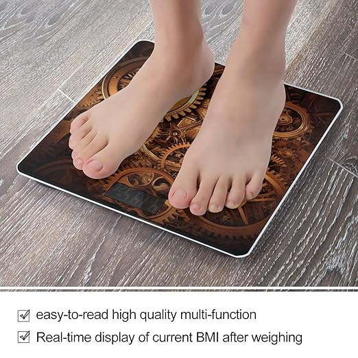 Cool Steampunk Gears Digital Bathroom Scale for Body Weight Weighing Scale with Backlit LCD Display High Precision Measurements &amp Measures Weight Up to 180kg