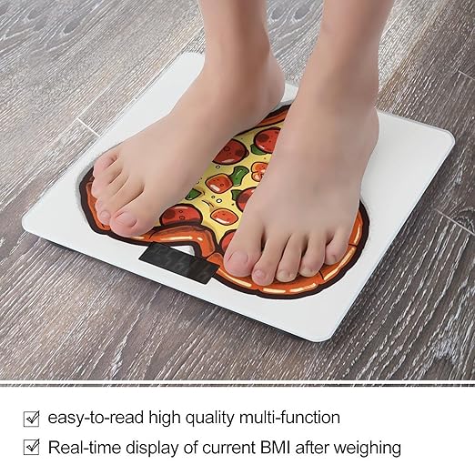 I Love Pizza HeartScale for Body Weight with LCD High Precision Weighing Scales Fashion Sturdy Tempered Glass Weight Scales Easy-to-Read Digital Bathroom Scale for Daily 400lb