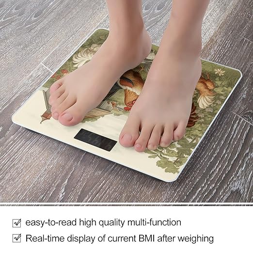 Chickens and Farm Scale for Body Weight Safe Rounded Corners Tempered Glass Digital Bathroom Scale LED Display 400lb Capacity Weight Scales with High Precision Sensors