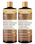 Dr. Jacobs Naturals Pure Castile Soap Liquid Body Wash Sandalwood - Plant Based Soap Infused with Vitamin E and Aloe Vera to Moisturize Dry and Sensitive Skin - Made in the USA - 32 oz Pack of 2