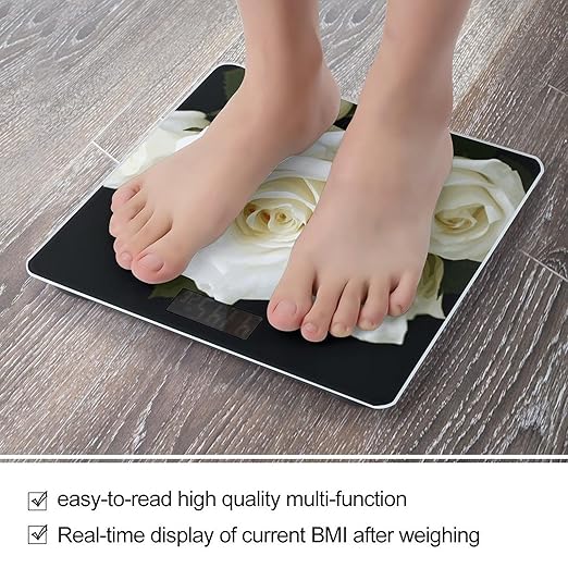 White Rose Bathroom ScaleHighly Accurate Digital Weighing Machine for People Bright LED Display Weight Scale for The Aldult Home Use