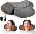 3-in-1 Rechargeable Neck Massager Pillow with Heat Vibration &amp Traction Deep Tissue Pain Relief Neck Hump Corrector &amp Cervical Support for Home Office Travel (Gray)