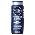 NIVEA MEN Protect &amp Care 3-in-1 Shower Gel for Body Face and Hair with Aloe Daily Cleansing Formula with Fresh Masculine Fragrance Dermatologically Tested Shower Gel16.9 fl oz/500 ml Bottle