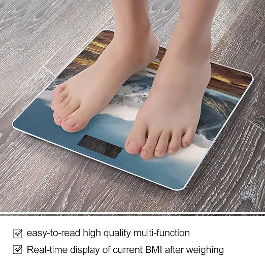 Travel Mountain Scenery Scale for Body Weight Digital Bathroom Scale Accurate Smart Weight Scales with Large Display Weighing Machine High Precision Scales