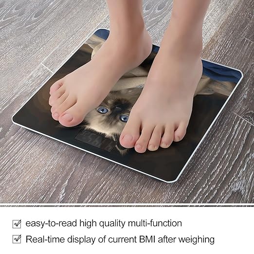 Cat on Blanket Weight Scale Digital Electronic Scales Bathroom Scale Larg LCD Backlight Display High Precision MeasurementsTempered Glass