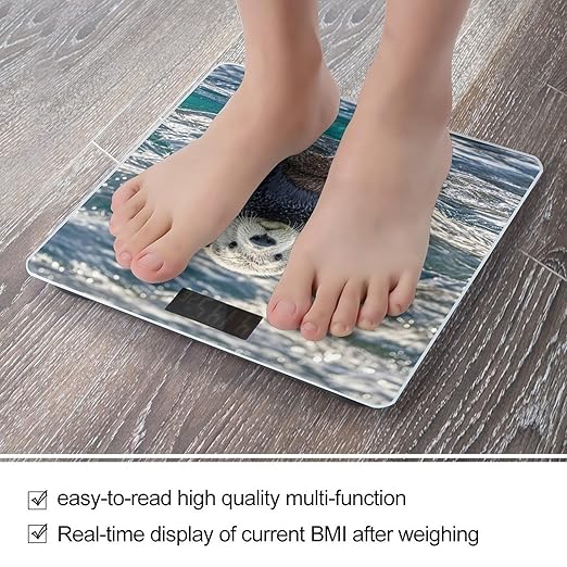 Sea Otter Scale for Body Weight Highly Accurate Digital Bathroom Body Scale Digital Bathroom Scales for People Anti-Slip Large LCD Display Smart Scales