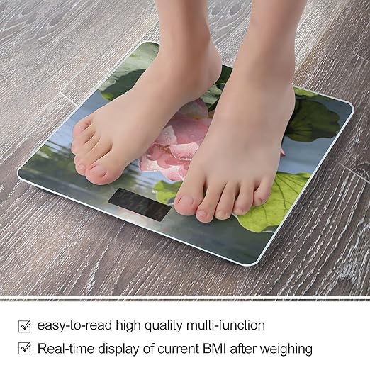 Morning Dew and Lotus Light Smart Scale for Body Weight Digital Bathroom Scale Toughened Glass Weight Scale with Large LCD Backlight Display High Precision Scales Weighing Machine