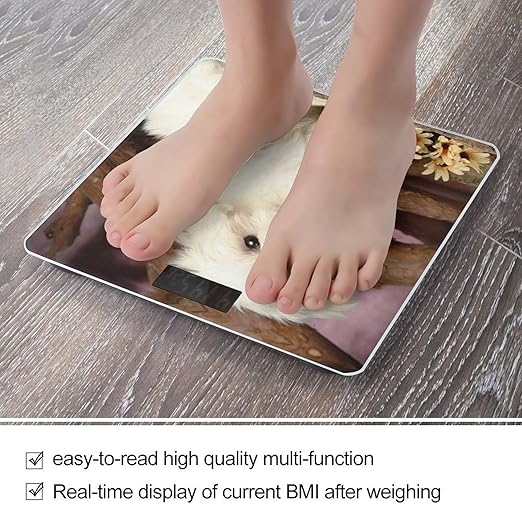 Cute Dog Scale for Body Weight Anti-Slip Sturdy Tempered Glass Weighing Machine Highly Digital Accurate Bright LCD Bathroom Scale for Household Gift