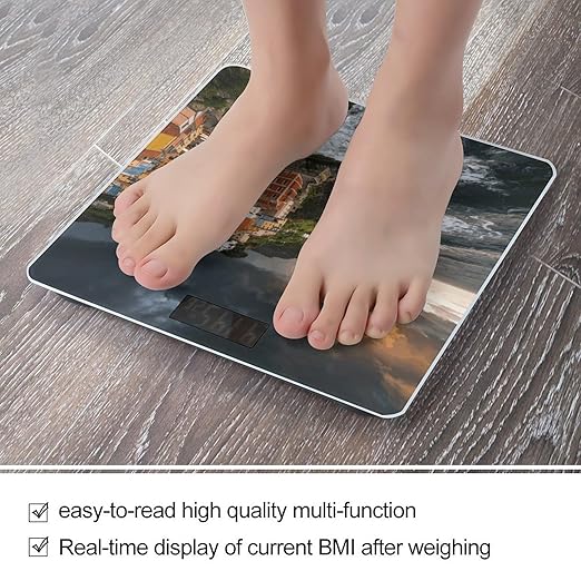 Cudillero Smart Scale for Body Weight Digital Bathroom Scale Toughened Glass Weight Scale with Large LCD Backlight Display High Precision Scales Weighing Machine