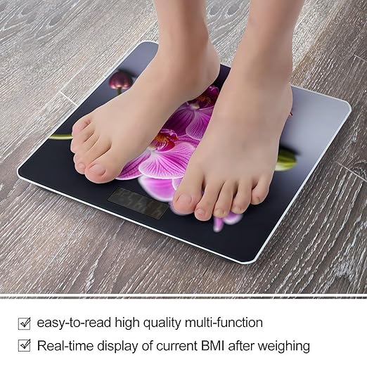Purple Orchid Scale for Body Weight Accurate Digital Bathroom Scale Toughened Glass High Precision Scales Smart Weight Scales with Large LCD Backlight Display Weighing Machine