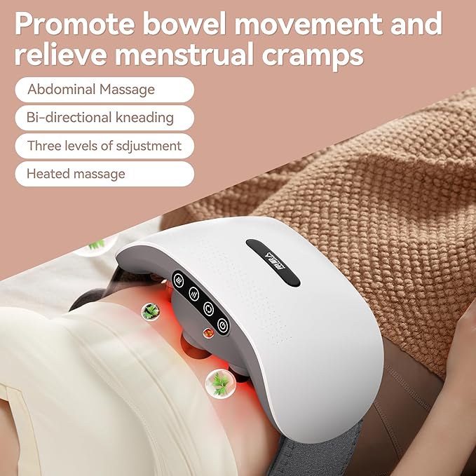 Upgraded Double Disc Abdominal Massager - Electric Stomach Massager with Bidirectional Rotation for Digestion Relieves Gas Constipation &amp Period Cramps
