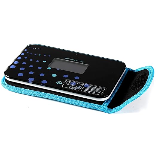NEWLINE NY Step-on Super Mini Smallest Travel Bathroom Scale with Protection Sleeve: SBB0638SM-TW(Trendy Wave)+S002BU