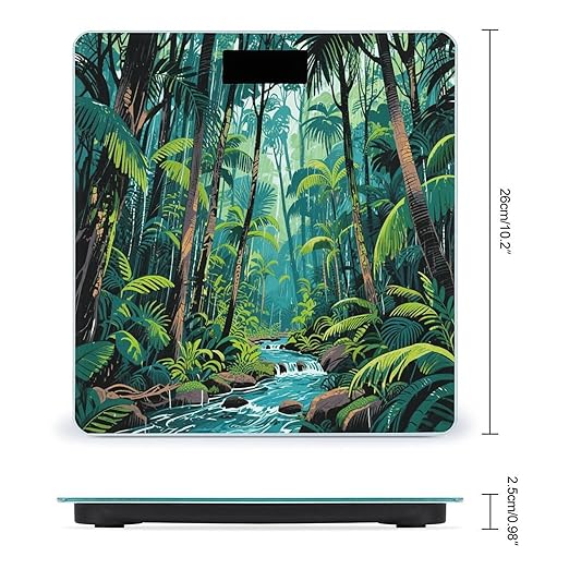 Tropical Rainforest Weight Scale Large Bathroom Scales Digital Weight with Bright LED Display Non Slip Automatic Weighing Scale Fashion Weighing Machine for Body