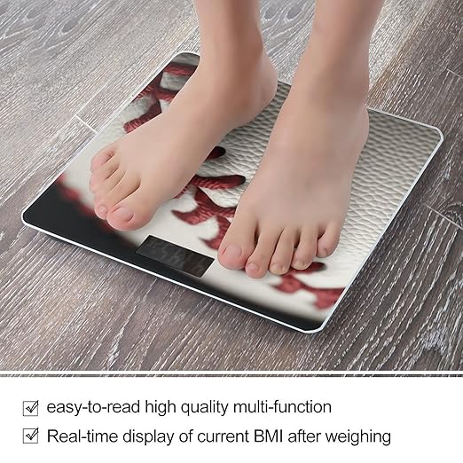 Baseball Lace Close Up Scale for Body Weight High Precision Digital Weight Scales with LCD Display Anti-Slip Sturdy Slim Tempered Glass Bathroom Scale for Home Use