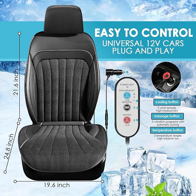 3 in 1 Massage Cushion with Winter Cooling Seat Covers Chair Massager for Full Body 12V Car Seat Covers (WinterSummerMassage-1)