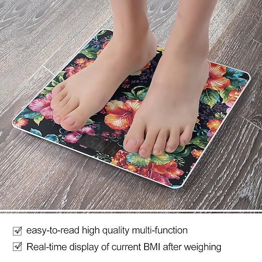 Beautiful Hibiscus Flower Scale for Body Weight Digital Bathroom Scale Accurate Smart Weight Scales with Large Display Weighing Machine High Precision Scales