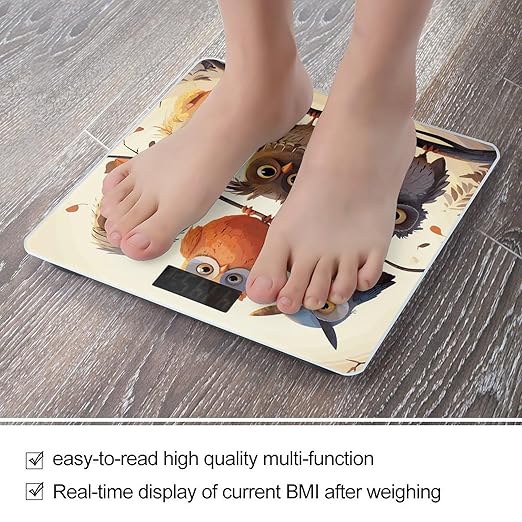 Owls Birds Bathroom Scale Ultra-Bright Liquid Crystal Screen Weight Scale Accurate Bathroom Body Scales for Body Weight Bathroom Pet Home Bedroom Gift-Giving