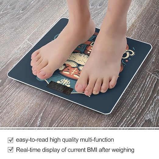 Pirate Characters Scale for Body Weight Anti-Slip Digital Bathroom Scale Sturdy Toughened Glass Weighing Scales High Precision Safe Rounded Corners Smart Scales
