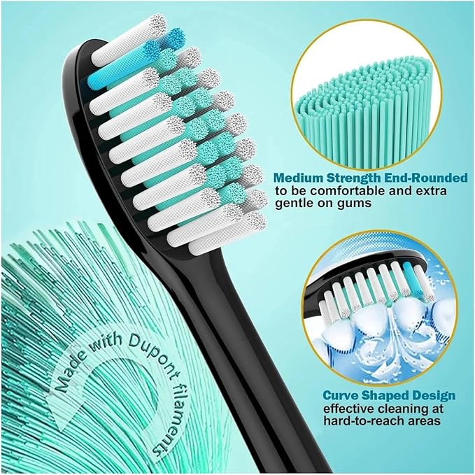 Compatible for 8Pcs Replacement Brush Heads Compatible with Philips Sonicare DiamondClean HX3/HX6/HX9 Series Electric Toothbrush HX6064(12Pcs Black)