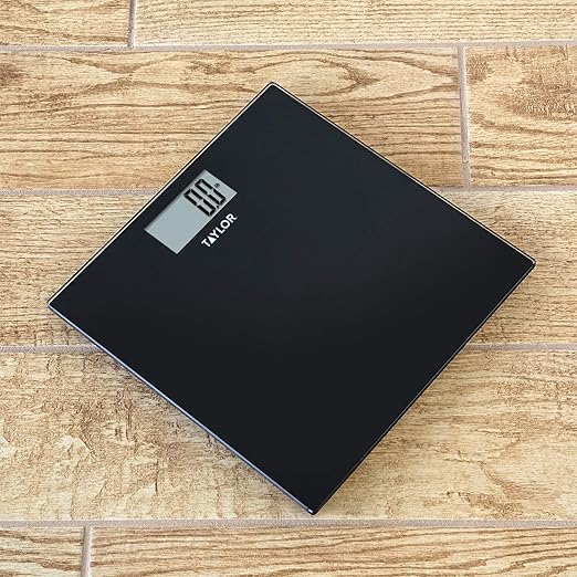 Taylor Digital Scales for Body Weight Highly Accurate 400 LB Capacity Auto on and Off Scale 11.8 x 11.8 Inches Black