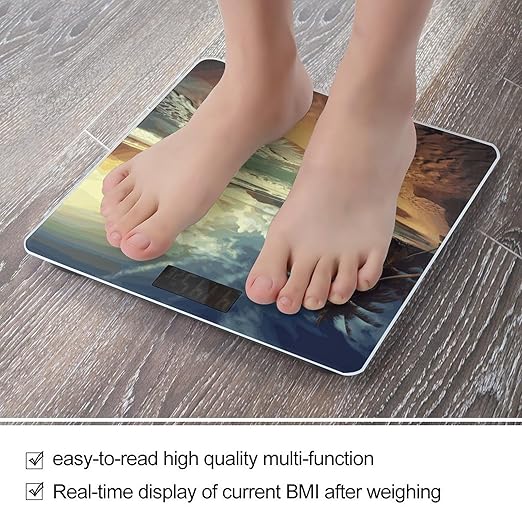 Sunset on The Beach Bathroom Scale for Body Weight 400 Lb Weight Scale with High Precision Sensors Tempered Glass Highly Accurate Digital Weighing Machine for People