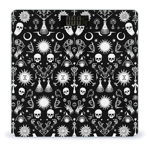 Energy Saving Scale Bathroom Weighing Scale Smart Scale for Body Weight Digital Halloween Goth Gothic Raven Crow Skull Sun Moon Tattoos