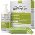 Folliculitis Treatment Folliculitis Body Wash Sensitive Skin | Gel Cleanser for Redness &amp Irritation with No Sulfates Dyes or Parabens | Body Wash Includes Bonus Scrubber Brush