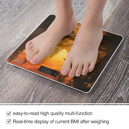 A Photo of Yanlin Stream Smart Scale for Body Weight Digital Bathroom Scale Toughened Glass Weight Scale with Large LCD Backlight Display High Precision Scales Weighing Machine